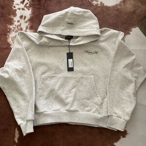 Homme Plus Design Studio Light Gray Hooded Sweatshirt with Script Logo